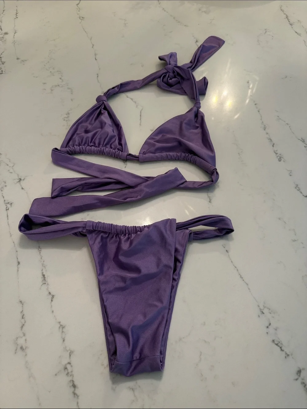 Purple Tie-Side Bikini Swimsuit Size Large